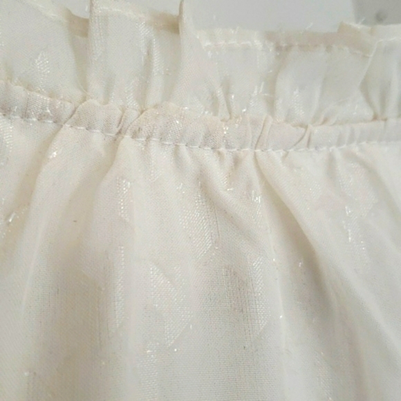 Classic CUPIO off white sparkle lace sheer ruffle long sleeve blouse - Picture 10 of 15